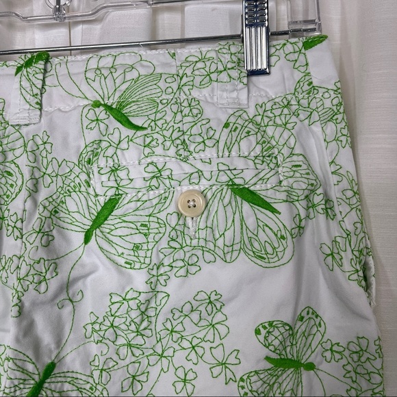 Lilly Pulitzer butterfly green embroidered cropped white pants - Picture 5 of 8